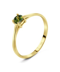 Gold Plate 4mm Olivine CZ Ring CSR-150-4-GP